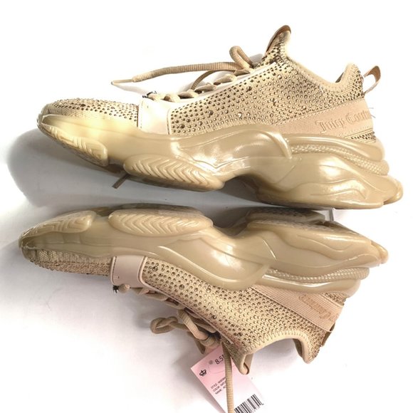 Juicy Couture Adana Lace-Up Chunky Platform Bling Rhinestone Fashion Sneakers - Picture 3 of 5